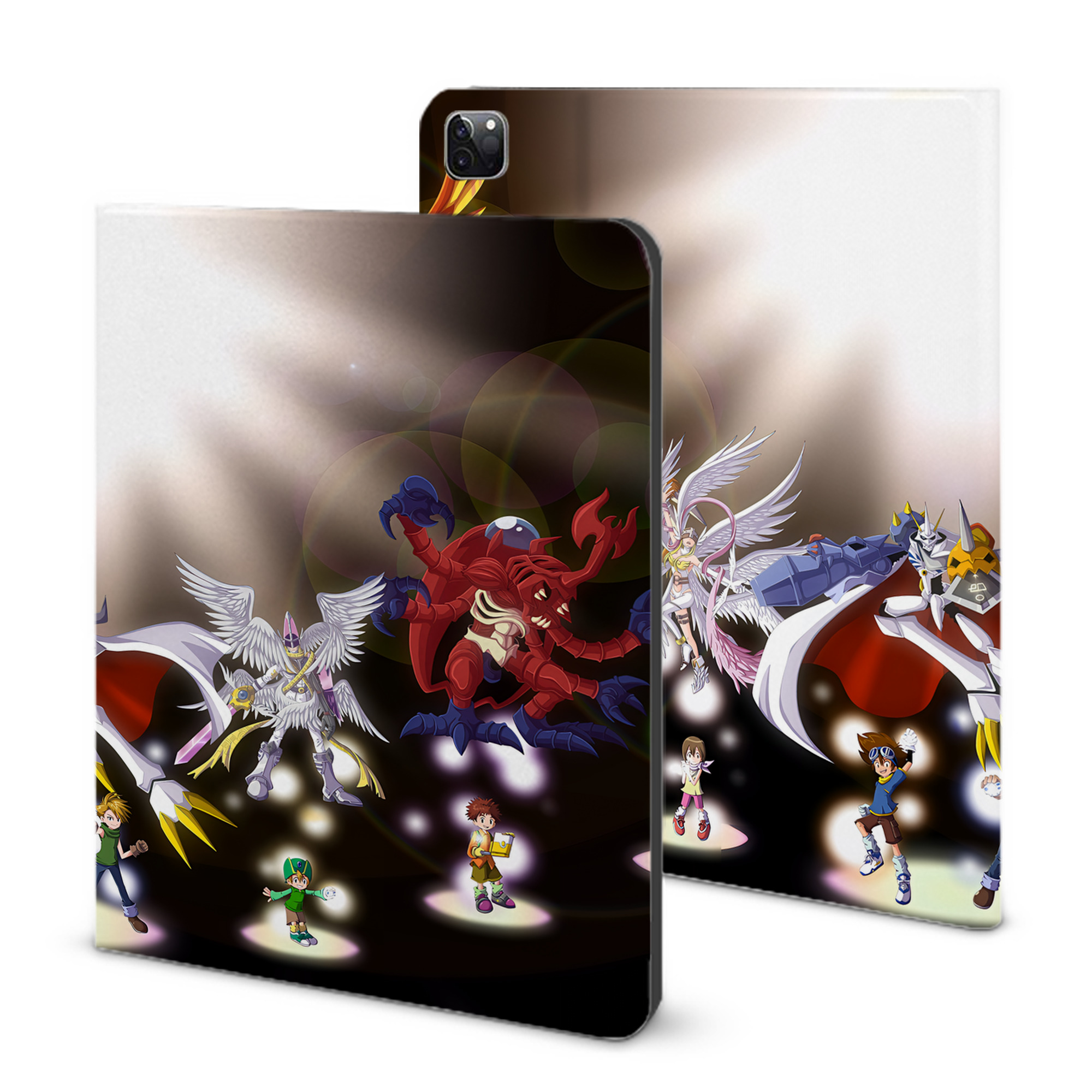 （画像用） Digimon デジタルモンスター/デジモン IPad ケース ブック型 PUレザー TPU 耐衝撃 軽量 薄型 ペン収納なし 全面保護 IPad 各モデル対応